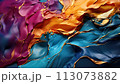AI-generated content. Trendy colorful paint explosion. Abstract artwork style, inspired by 3d fluid art. Luxury abstract background and wallpaper. Artwork for yours design, header, poster, cover 113073882