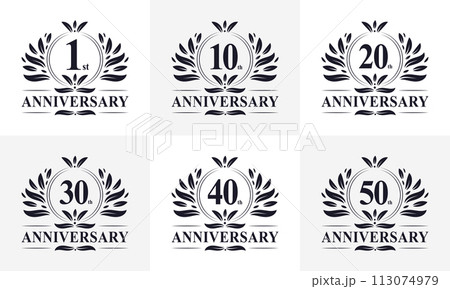 6 Retro Vintage Anniversary Badge Logo....のイラスト素材 [113074979] - PIXTA