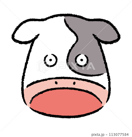 驚いている牛の顔のイラスト素材 驚いている牛の顔のイラスト素材 113077584