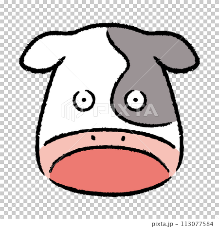 驚訝的牛臉插畫素材 113077584