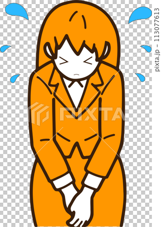 Business woman holding back the toilet 113077613