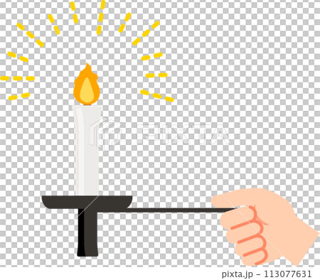 Hand holding a lit candle Hand holding a lit candle 113077631