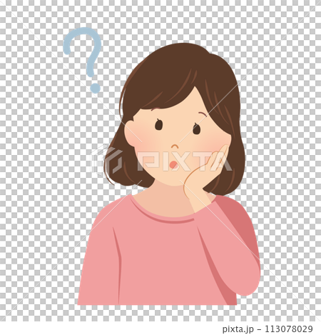 Vector illustration of a woman feeling doubts 113078029
