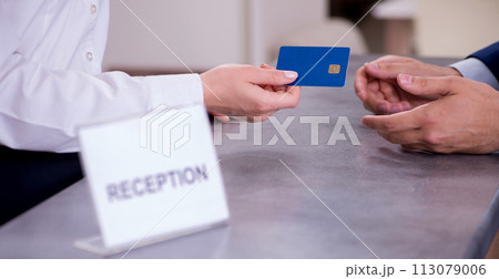 Hotel reception bell at the counter Hotel reception bell at the counter 113079006