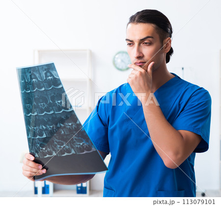 Young male doctor working in the clinic 113079101