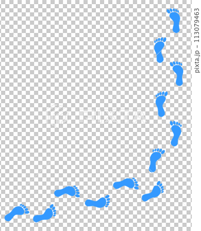 Illustration of footprints of a person walking barefoot Illustration of footprints of a person walking barefoot 113079463
