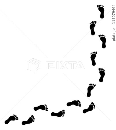 人が素足で歩いた足跡のイラスト 人が素足で歩いた足跡のイラスト 113079464