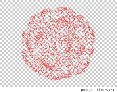 カーネーションの花束(赤線画) 113079474