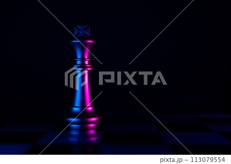 Golden Chess King standing alone on the chessboard 113079554