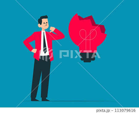 Broken light bulb. Unsuccessful entrepreneur Broken light bulb. Unsuccessful entrepreneur 113079616