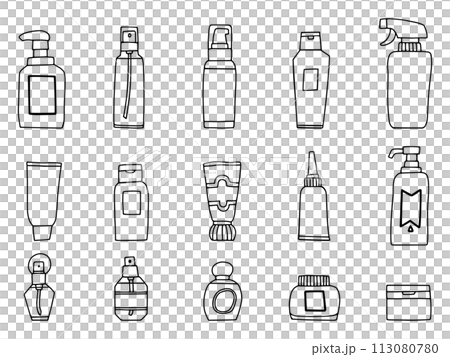 コスメ風の容器いろいろ・線画 コスメ風の容器いろいろ・線画 113080780