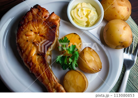 美味しそうな焼いた肉の料理 113080853