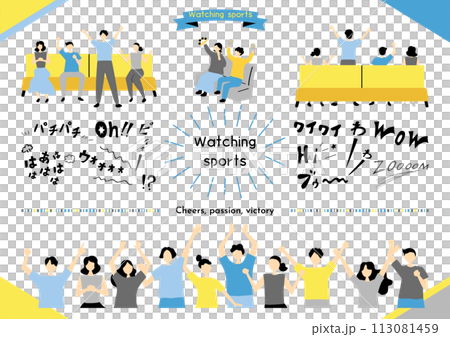 スポーツ観戦を楽しむ人達 113081459