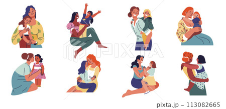 Daughter with mom, mother and kid spending time 113082665