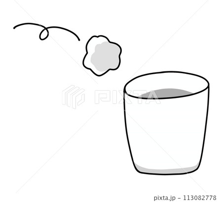 ゆるめシンプルなゴミ箱にゴミを放るところ ベタ塗り ゆるめシンプルなゴミ箱にゴミを放るところ ベタ塗り 113082778