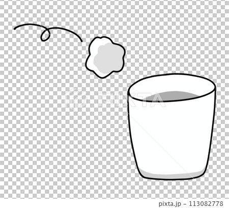 ゆるめシンプルなゴミ箱にゴミを放るところ ベタ塗り ゆるめシンプルなゴミ箱にゴミを放るところ ベタ塗り 113082778