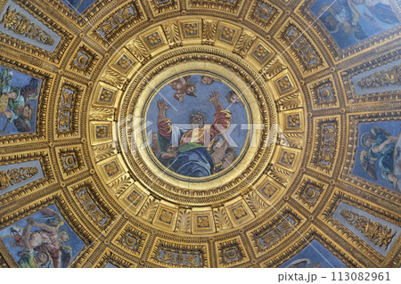 Mosaic of God the Father in the top of cupola in Chigi chapel by Luigi de Pace in Church of Santa Maria del Popolo, Rome, Italy Mosaic of God the Father in the top of cupola in Chigi chapel by Luigi de Pace in Church of Santa Maria del Popolo, Rome, Italy 113082961
