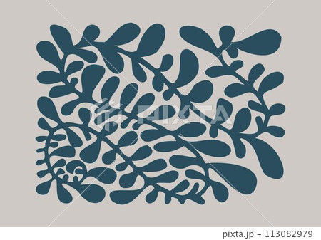Floral pattern print, botany leaves and twigs 113082979