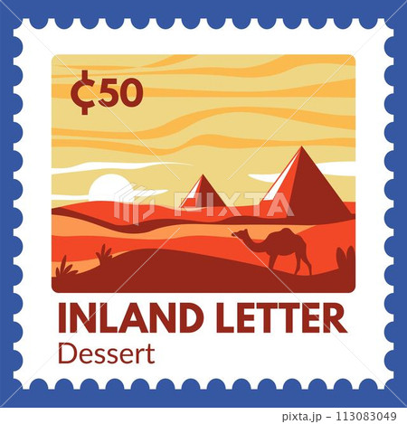 Inland letter, dessert landscape with pyramids Inland letter, dessert landscape with pyramids 113083049