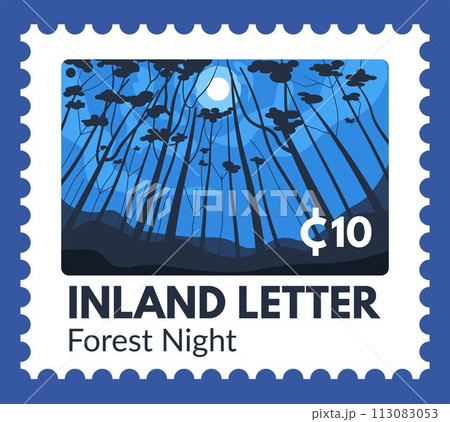 Inland letter forest night with full moon postmark 113083053