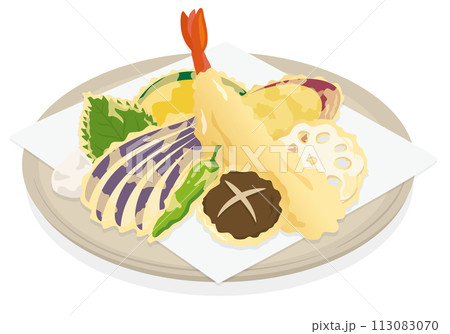 食べ物_和食_天ぷら_盛り合わせ 113083070