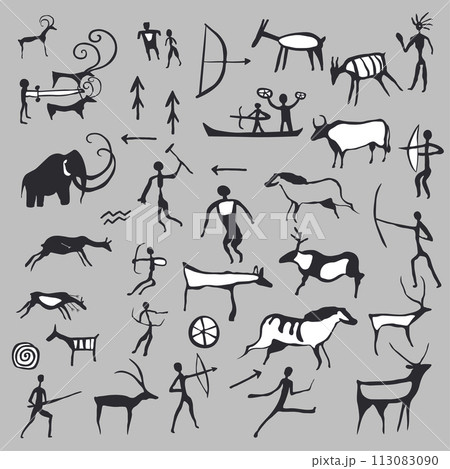 Drawings from caves, ancient arts and symbols 113083090