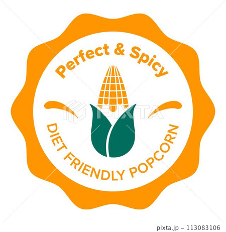 Perfect spicy diet friendly popcorn kernels label Perfect spicy diet friendly popcorn kernels label 113083106