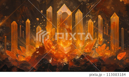 Magic crystal background with fire.のイラスト素材 [113083184] - PIXTA