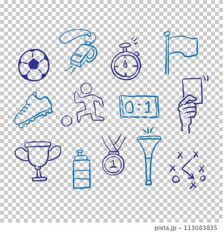 Hand drawn soccer illustration set Hand drawn soccer illustration set 113083835