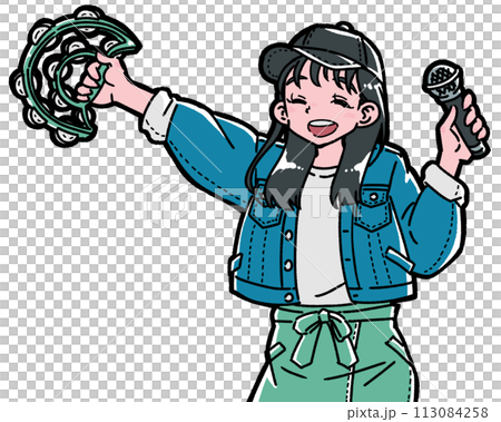 女孩在卡拉 OK 玩得很開心 113084258