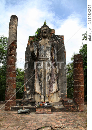 Statue of Buddha at Wat Saphan Hin in Sukhothai 113084292