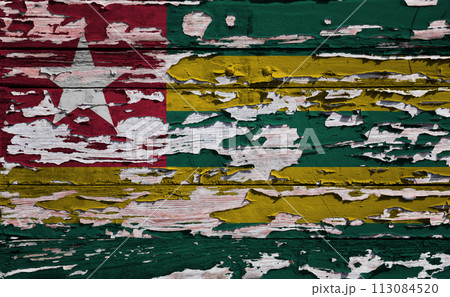 Flag of Togo painted on a wooden board 113084520