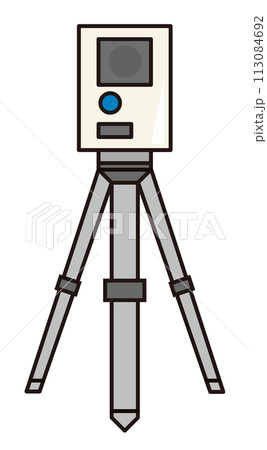 道路で速度取り締まりを行なうレーダー式速度取締機のイラスト 道路で速度取り締まりを行なうレーダー式速度取締機のイラスト 113084692