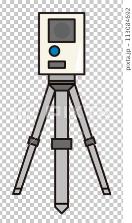 道路で速度取り締まりを行なうレーダー式速度取締機のイラスト 道路で速度取り締まりを行なうレーダー式速度取締機のイラスト 113084692