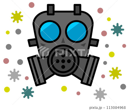 有害な細菌や雑菌や毒ガスの防毒ガスマスクのイラスト 113084968