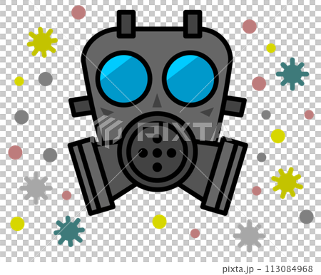 有害な細菌や雑菌や毒ガスの防毒ガスマスクのイラスト 113084968