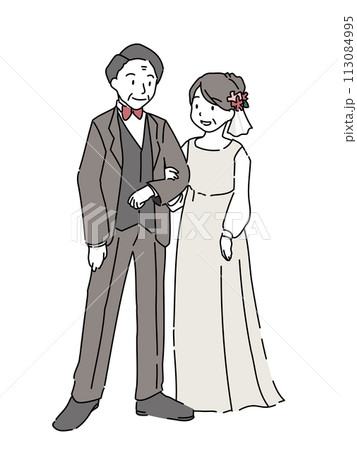 結婚式をする中高年の新郎新婦 113084995