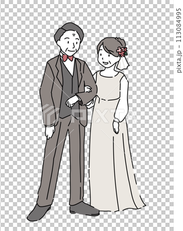 結婚式をする中高年の新郎新婦 113084995