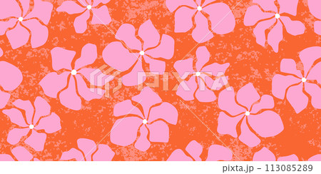 Exotic hand drawn flowers, seamless patterns with floral for fabric, textiles, clothing, wrapping paper, cover, banner, home decor, abstract backgrounds. Vector illustration. 113085289