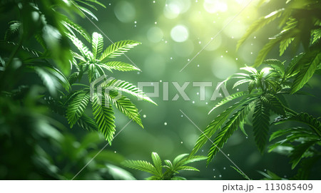 growing green cannabis closeup background 113085409