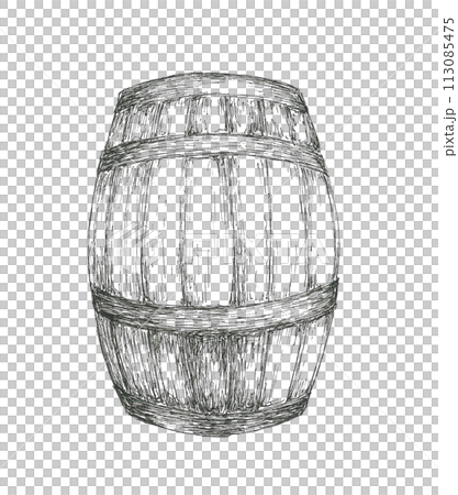 舊木桶手繪插畫素材 舊木桶手繪插畫素材 113085475