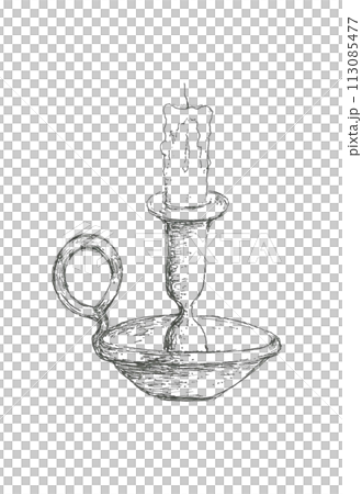 アンティークなロウソクと燭台 113085477