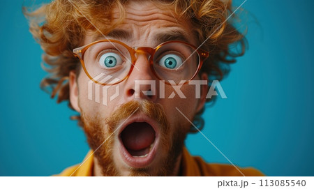 portrait of man with surprised facial expressionのイラスト素材 [113085540] - PIXTA