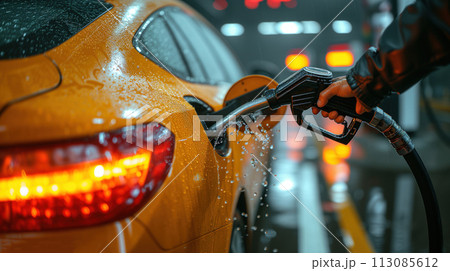 filling a car with gasoline tank close-up 113085612