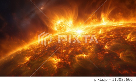 fiery flares on the sun cosmic 113085660