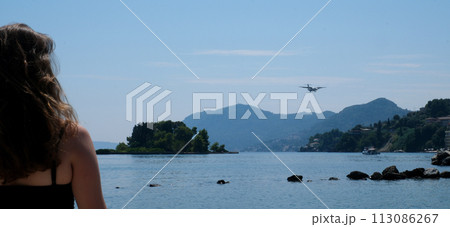 Monastery on the water, over which planes take off and land Greece Corfu island Vlacherna Monastery Monastery on the water, over which planes take off and land Greece Corfu island Vlacherna Monastery 113086267