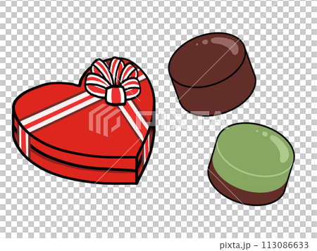 Heart-shaped gift box and chocolate illustration [Valentine style 5] 113086633