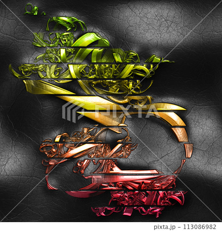 3D rendering of plastic striped object on leather 3D rendering of plastic striped object on leather 113086982