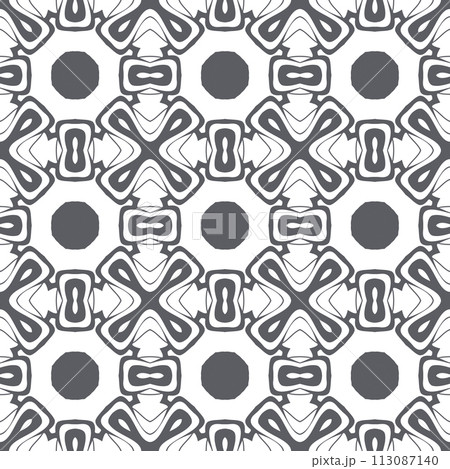 Elegant very beautiful gray and white seamless pattern. Ornamental style tribal ethnic background 113087140