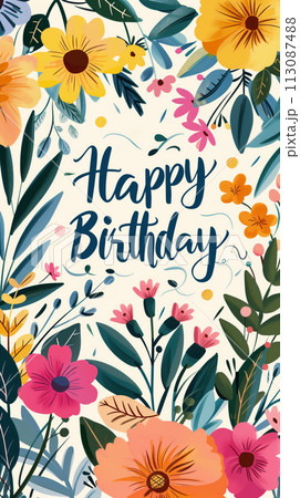 Celebrate with Style, Elegant Birthday Postcard Ready for Printing 113087488